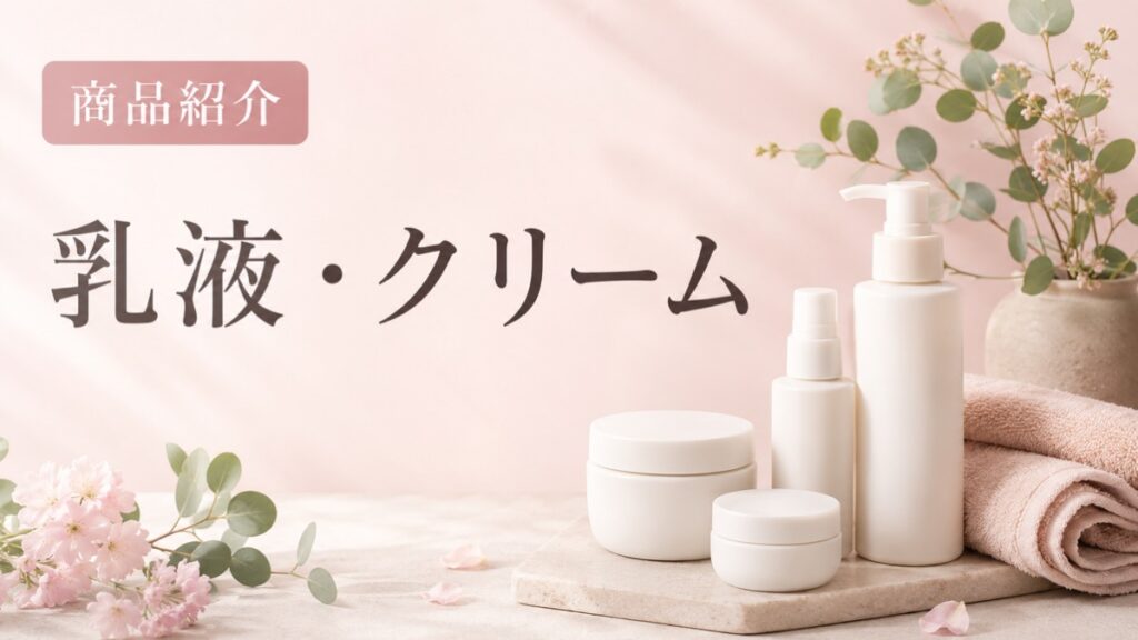 乳液・クリームの商品紹介を示す扉画像